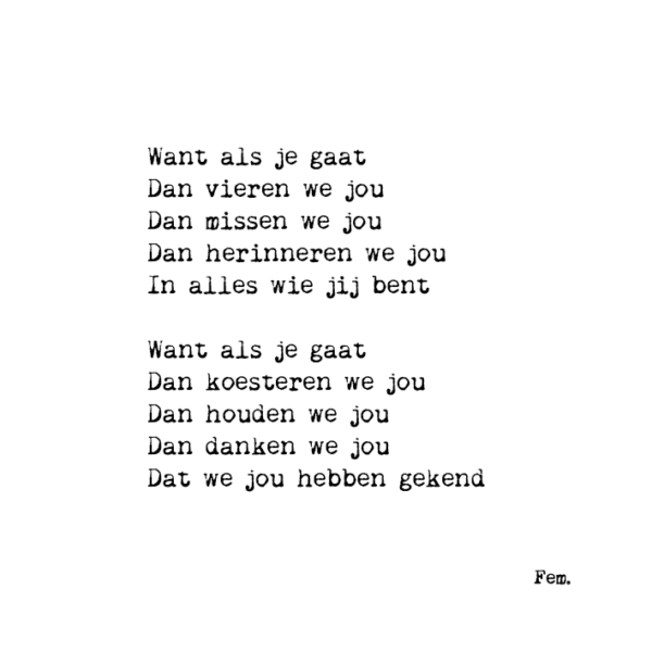 Kaart - Want als je gaat