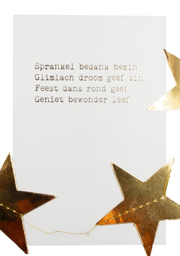 Kerstkaart met gouden tekst - Sprankel bedank bemin