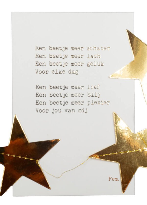 Kerstkaart met gouden tekst - Voor jou van mij